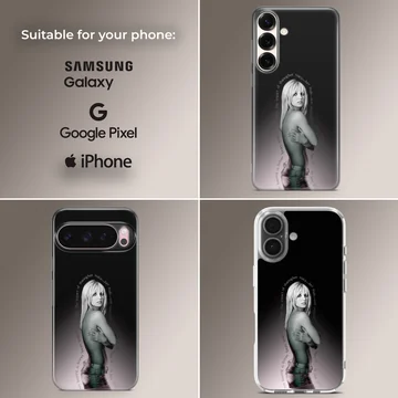 Britney Spears tribute design on a phone case, featuring a nostalgic image. — Collage