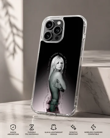 Britney Spears tribute design on a phone case, featuring a nostalgic image. — Specs