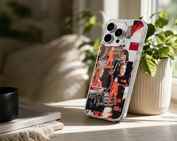Collage of Britney Spears with bold typography on a phone case — Lifestyle