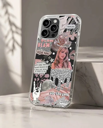 Collage of iconic Britney Spears moments on phone case