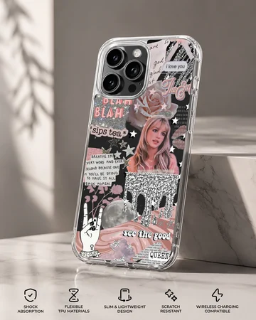 Collage of iconic Britney Spears moments on phone case — Specs