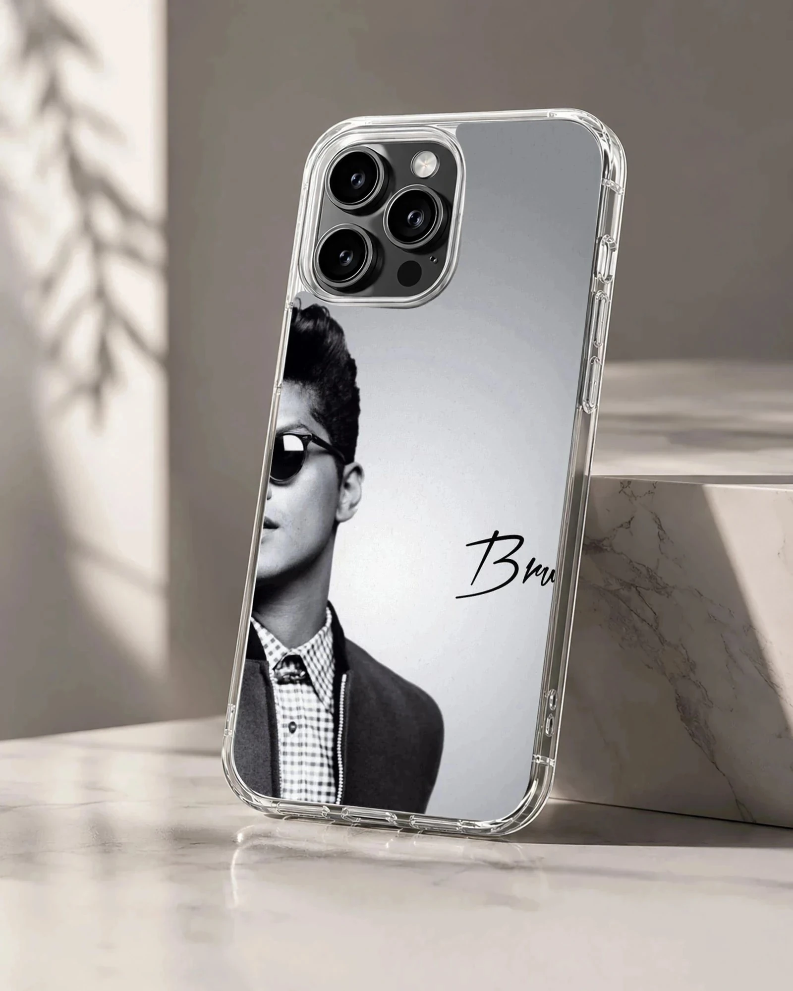 Black and white Bruno Mars photographic design phone case