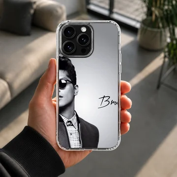 Black and white Bruno Mars photographic design phone case — Lifestyle