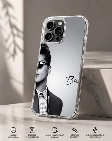 Black and white Bruno Mars photographic design phone case — Specs