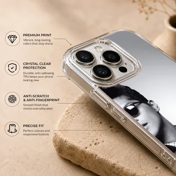 Black and white Bruno Mars photographic design phone case — Info