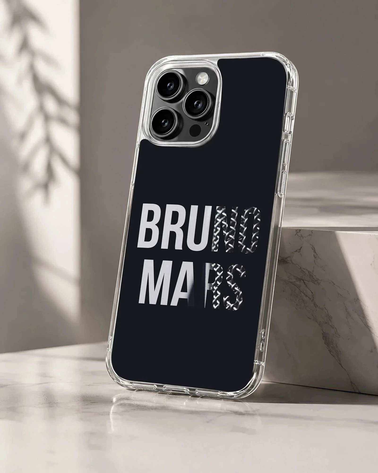 Bruno Mars bold black and white typography phone case