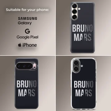 Bruno Mars bold black and white typography phone case — Collage