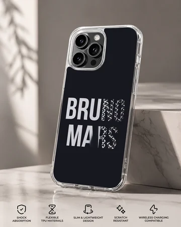 Bruno Mars bold black and white typography phone case — Specs