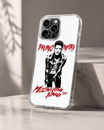 Bruno Mars Moonshine Jungle Tour phone case with bold typography and photo — Hero