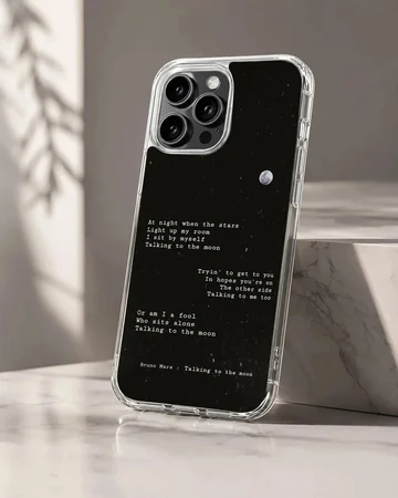 Bruno Mars tribute phone case with lyrics artwork.