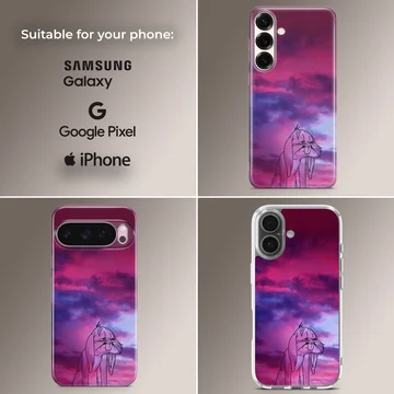 Bugs Bunny illustration against vibrant sky phone case — Collage