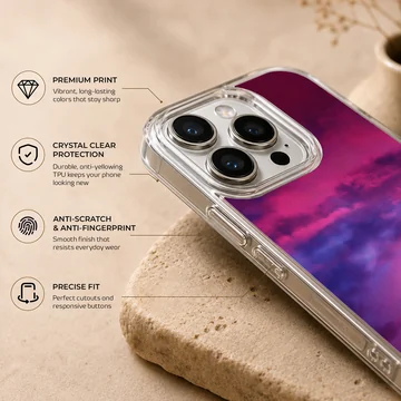 Bugs Bunny illustration against vibrant sky phone case — Info