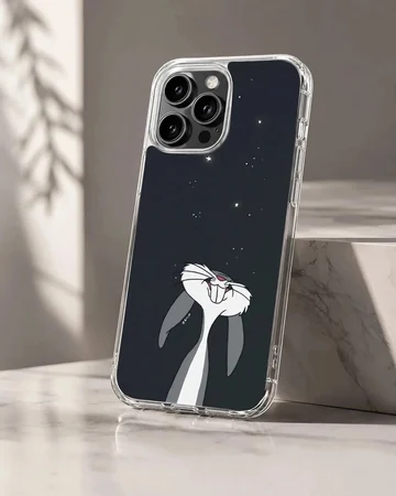 Bugs Bunny looking upwards on a night sky background phone case