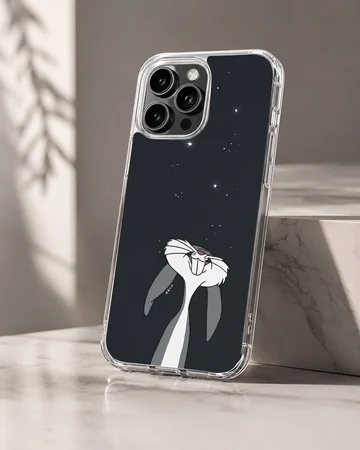 Bugs Bunny looking upwards on a night sky background phone case — Hero