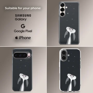 Bugs Bunny looking upwards on a night sky background phone case — Collage