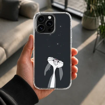 Bugs Bunny looking upwards on a night sky background phone case — Lifestyle