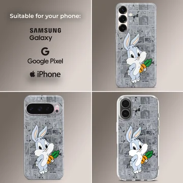 Bugs Bunny cartoon design with carrot on phone case — Collage