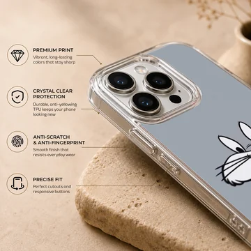 Playful Bugs Bunny face artwork on phone case — Info