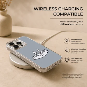 Playful Bugs Bunny face artwork on phone case — Charging