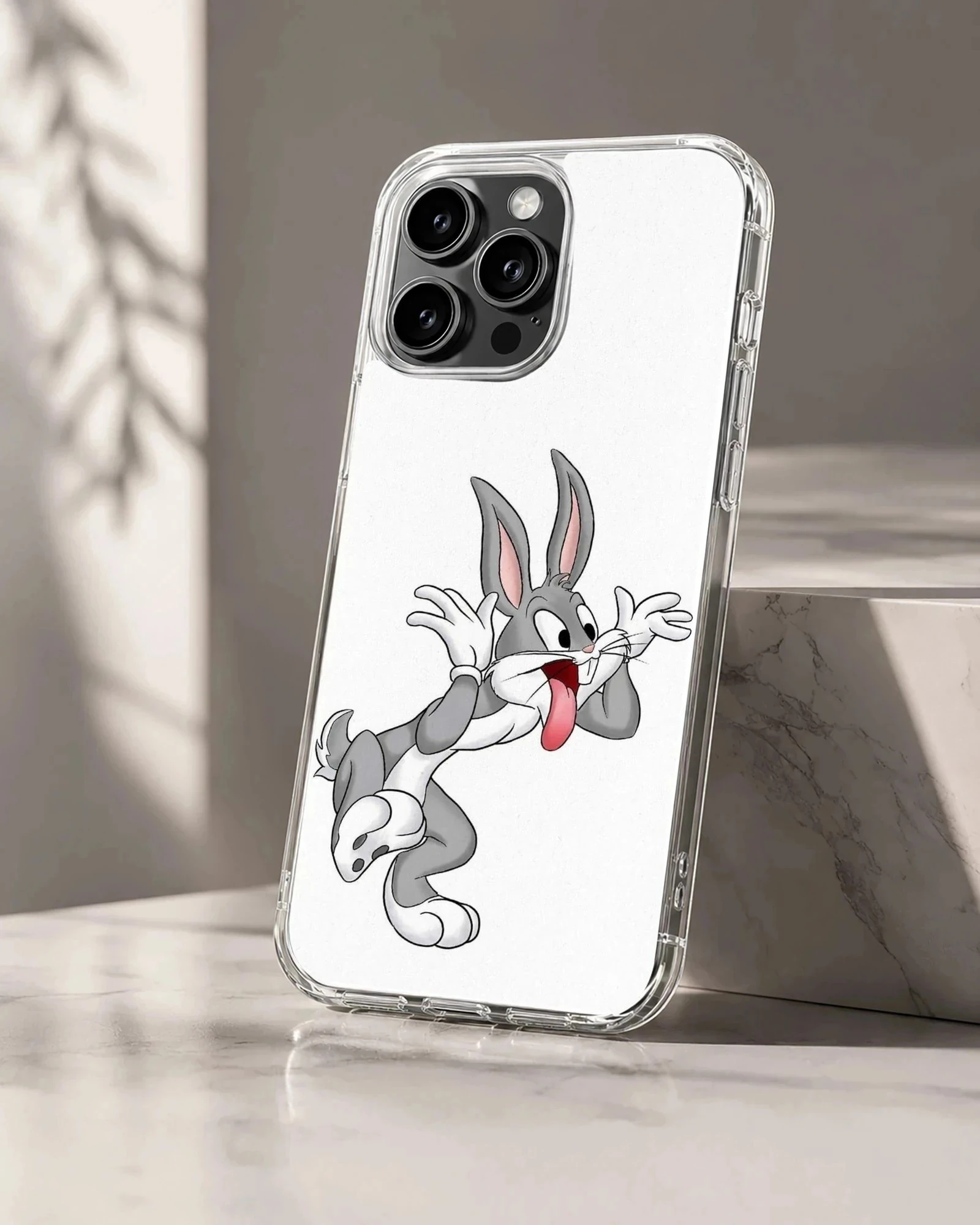 Bugs Bunny cartoon design phone case with a playful pose.