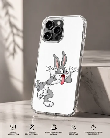 Bugs Bunny cartoon design phone case with a playful pose. — Specs