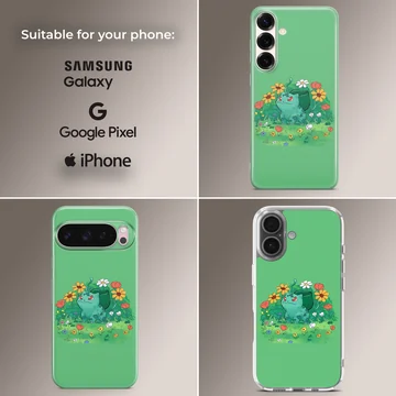 Bulbasaur surrounded by flowers on a phone case — Collage