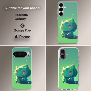 Bulbasaur cartoon in digital illustration on phone case — Collage
