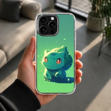 Bulbasaur cartoon in digital illustration on phone case — Lifestyle