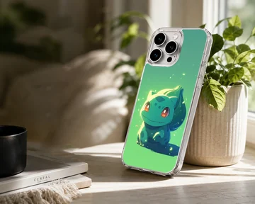 Bulbasaur cartoon in digital illustration on phone case — Lifestyle