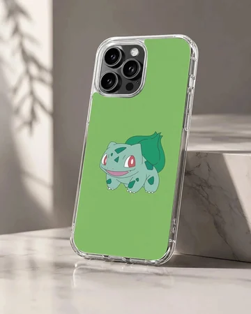 Bulbasaur cartoon design on a green phone case