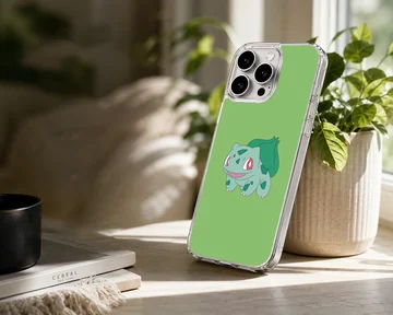 Bulbasaur cartoon design on a green phone case — Lifestyle
