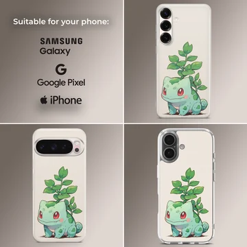 Bulbasaur cartoon design on phone case — Collage