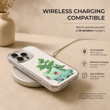Bulbasaur cartoon design on phone case — Charging