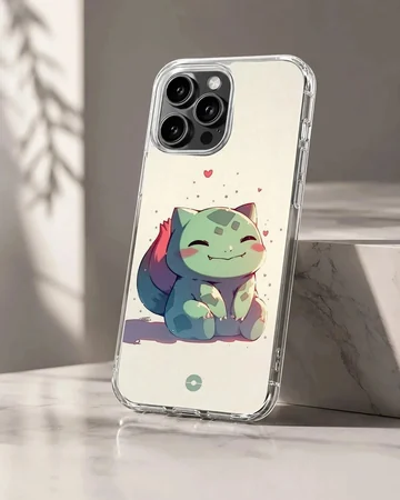 Adorable Bulbasaur cartoon artwork on phone case