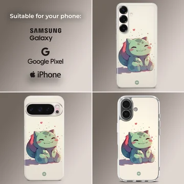 Adorable Bulbasaur cartoon artwork on phone case — Collage