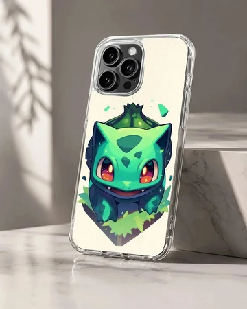 Playful Bulbasaur design on phone case.