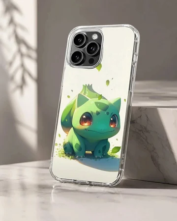Playful Bulbasaur digital illustration on phone case