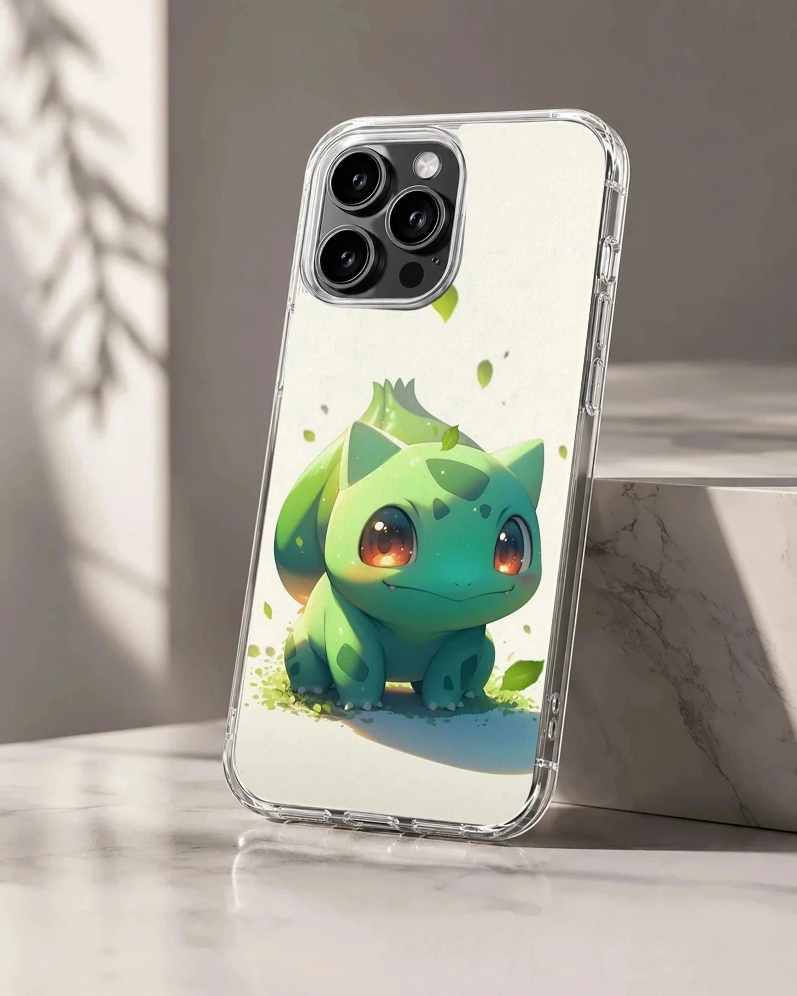 Playful Bulbasaur digital illustration on phone case
