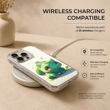 Playful Bulbasaur digital illustration on phone case — Charging