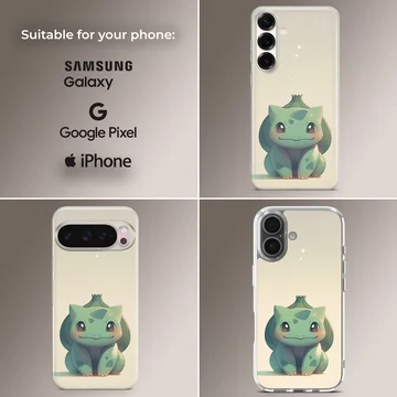 Bulbasaur cartoon character on phone case — Collage