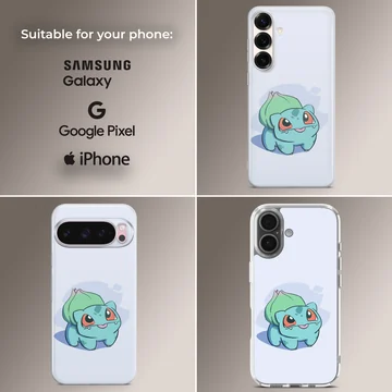 Playful Bulbasaur cartoon design phone case — Collage