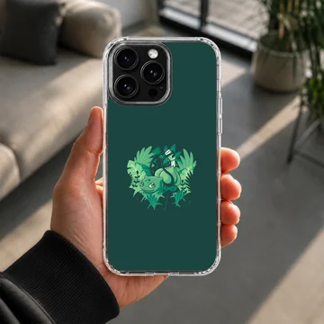 Bulbasaur cartoon in a lush jungle setting on phone case — Lifestyle