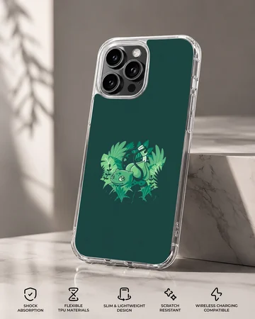 Bulbasaur cartoon in a lush jungle setting on phone case — Specs