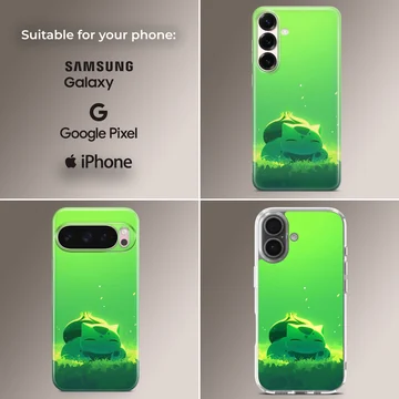 Bulbasaur digital illustration on green background phone case — Collage