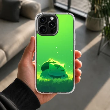 Bulbasaur digital illustration on green background phone case — Lifestyle
