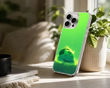 Bulbasaur digital illustration on green background phone case — Lifestyle