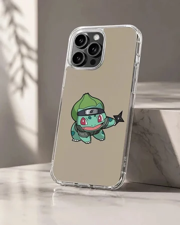Bulbasaur cartoon character with playful design on phone case