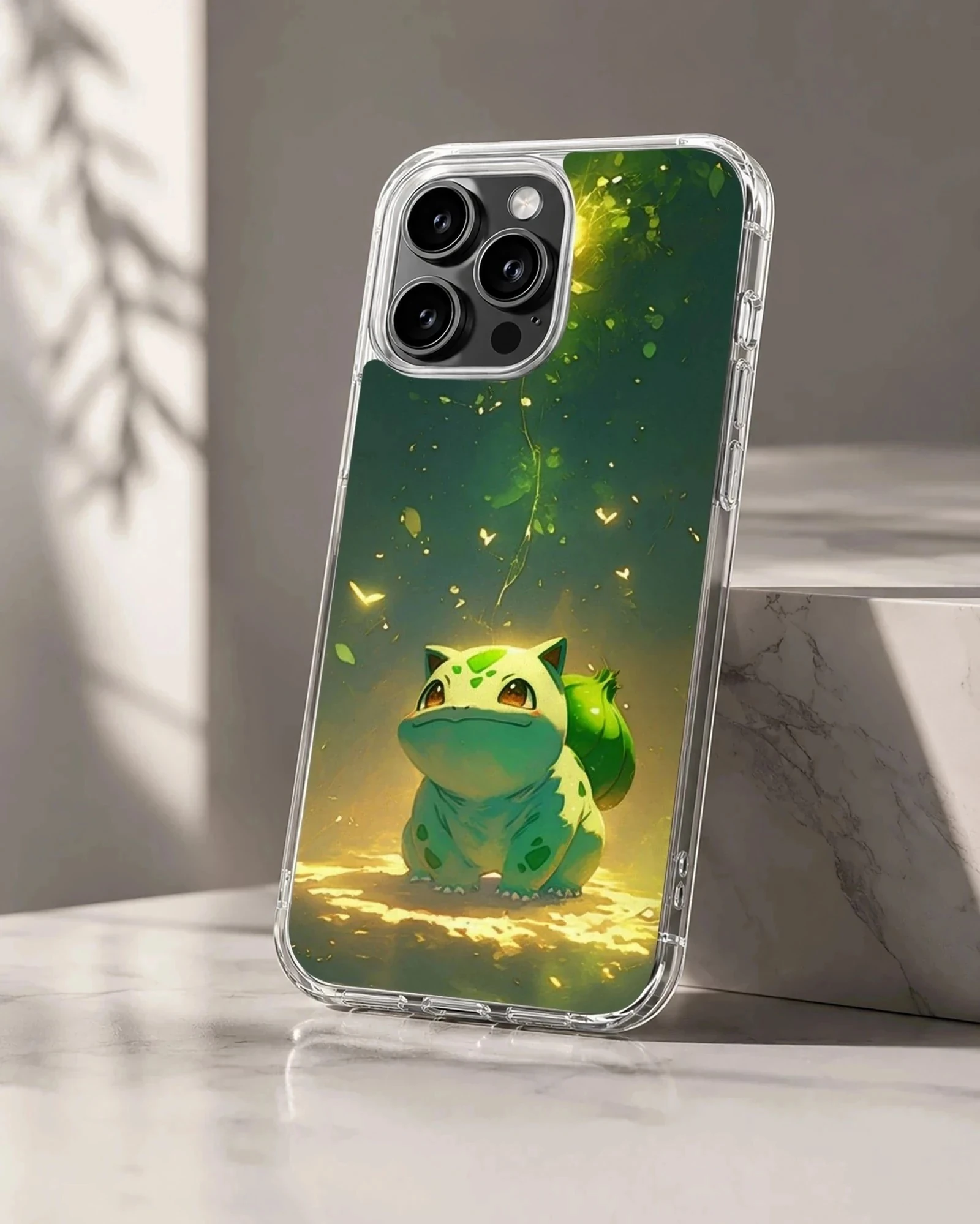 Bulbasaur artwork in vibrant colors on phone case