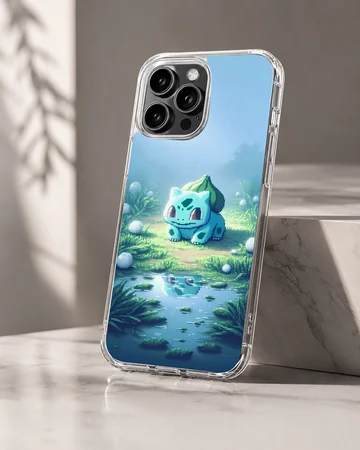 Bulbasaur character in serene surroundings on phone case — Hero