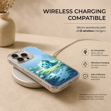 Bulbasaur character in serene surroundings on phone case — Charging